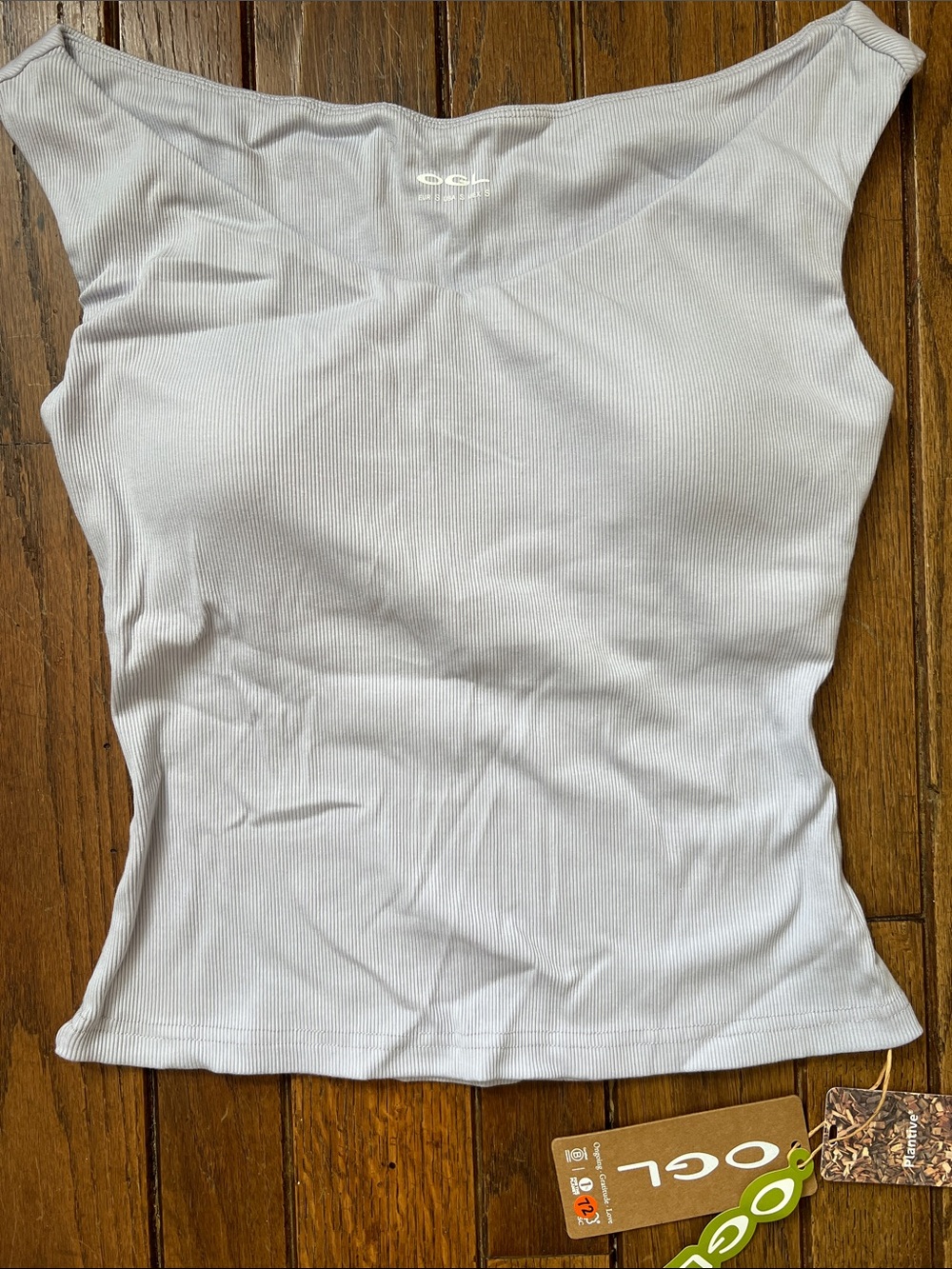OGL Off-White Ribbed Scoop-Neck Tank Top